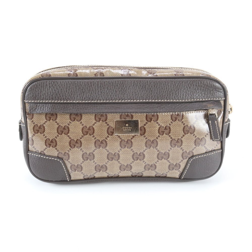 Gucci GG Crystal Leather Body Bag Crossbody Waist Clutch Shoulder